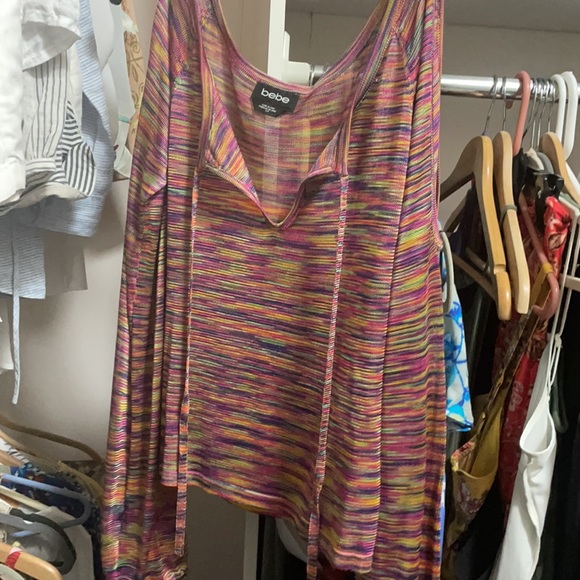 Knit multi color cold shoulder top - Picture 5 of 6